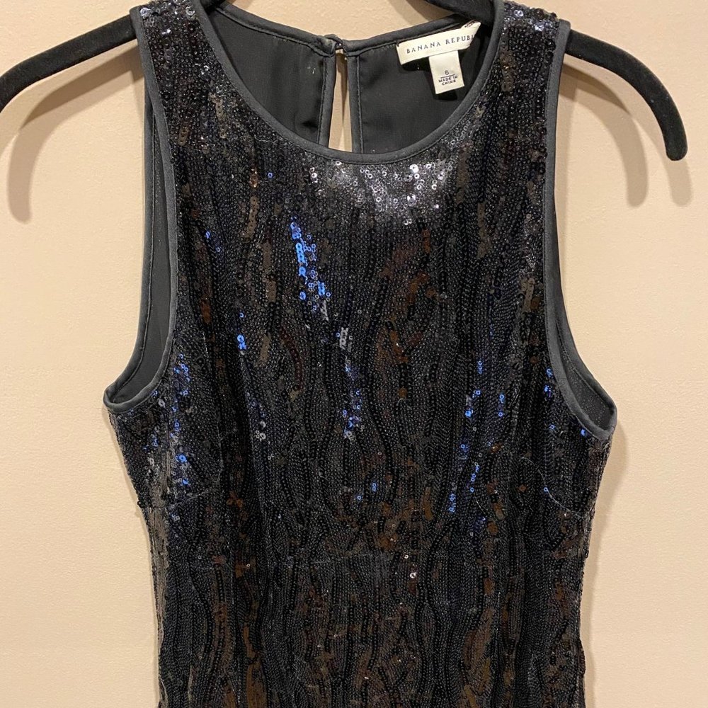 Banana Republic Black Sequin Sleeveless Top - Holiday